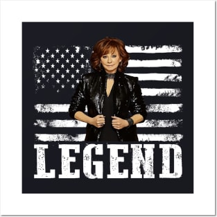 Distressed American Flag Reba Mcentire Music Legend Posters and Art